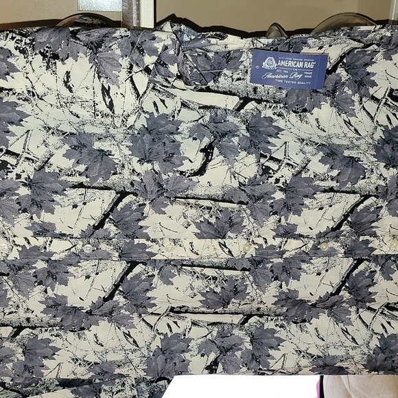 𝅺AMERICAN RAG Men's NWT SS button down. Gray/BlackWhite print 100%cotton XXL - Picture 5 of 5